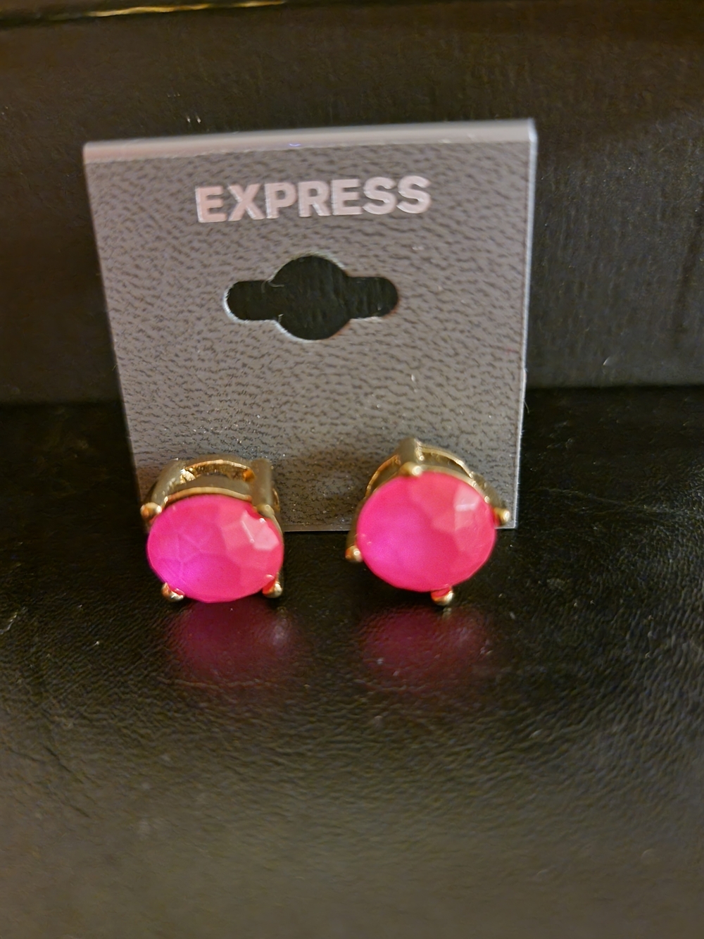 EXPRESS Bright Pink Faceted Stud Earrings with Gold-Tone Setting